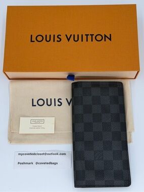 Louis Vuitton Brazza Damier Graphite Vertical Mens Wallet Very Good Condition!